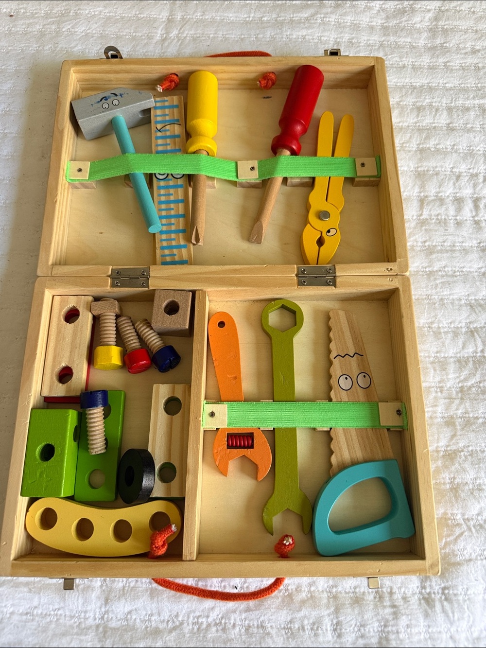 Wooden Toy Tool Kit for Kids - Colorful Play Set